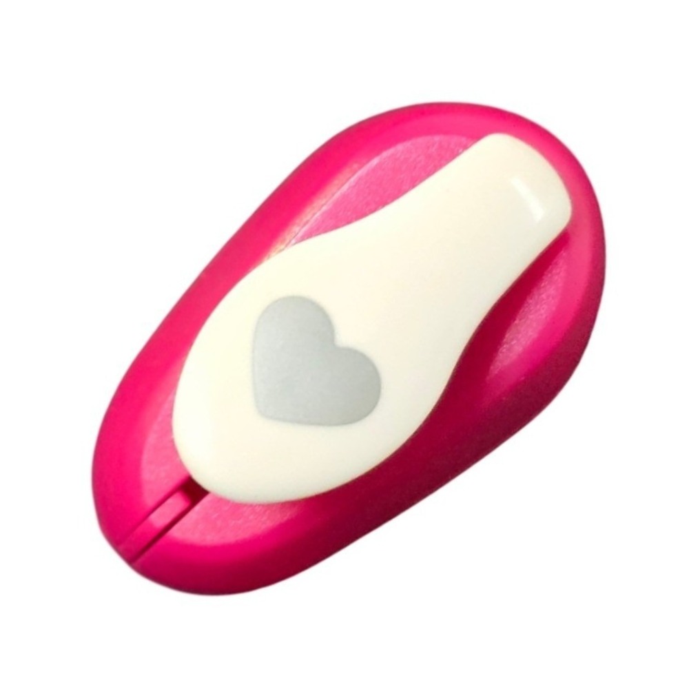 Crafting Paper Punch Heart Shape Small Mini Crafting Tool Pink with catch comp